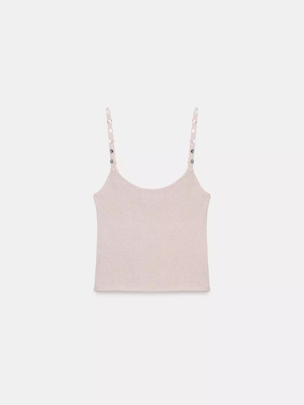 Zara Beige Knit Cami Tank Sequin Strap Detail NWT